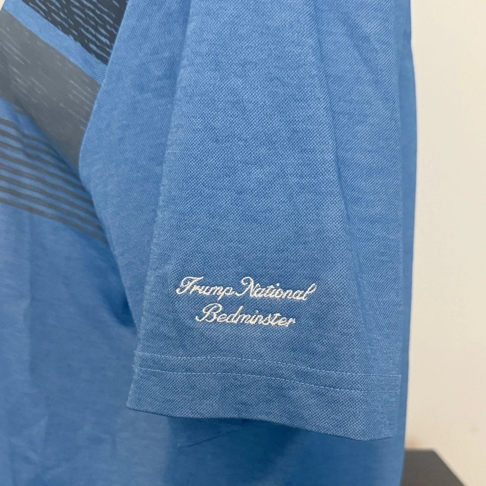 NWT TravisMathew Trump National Bedminster Golf Polo Shirt Men’s Large Blue - Picture 2 of 6